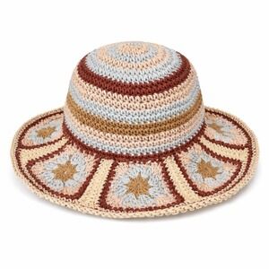 Dorfman Pacific Toyo Straw Floppy Sun Hat Women's OS Women Flower Boho Beachy